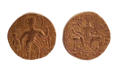 Stamp of Coins » Gupta Gupta Empire, Samudragupta, c. 335-375, battle axe, AV dinar, 7.51 g.