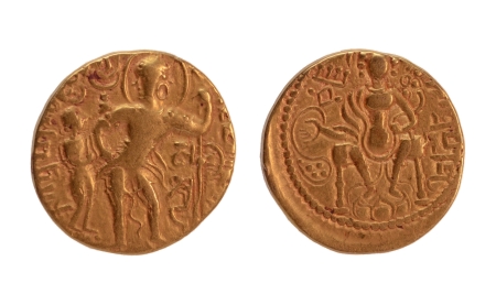 Stamp of Coins » Gupta Gupta Empire, Samudragupta, c. 335-375, battle axe, AV dinar, 7.38 g.