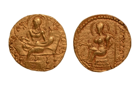 Stamp of Coins » Gupta Gupta Empire, Samudragupta, c. 335-375, lyre player, AV dinar, 7.59 g.