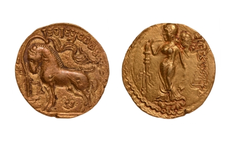 Stamp of Coins » Gupta Gupta Empire, Samudragupta, c. 335-375, Asvamedha, AV dinar, 7.64 g.