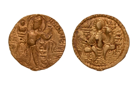 Stamp of Coins » Gupta Gupta Empire, Samudragupta, c. 335-375, javelin, AV dinar, 7.45 g.