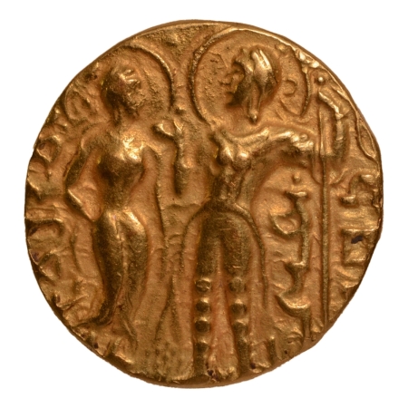Gupta Empire, Chandragupta I, c. 319-335, king and queen, AV dinar, 7.51 g.