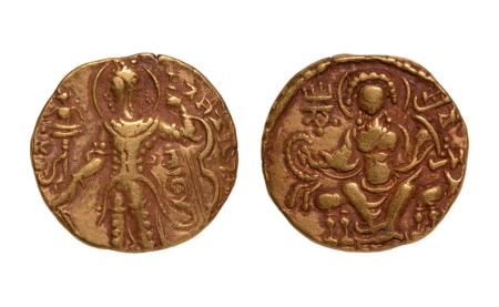 Stamp of Coins » Gupta Gupta Empire, Chandragupta II, c. 380-413, archer, AV dinar, 7.72 g.