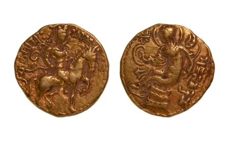 Stamp of Coins » Gupta Gupta Empire, Chandragupta II, c. 380-413, horseman, AV dinar, 7.74 g.