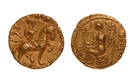 Stamp of Coins » Gupta Gupta Empire, Chandragupta II, c. 380-413, horseman, AV dinar, 7.78 g.