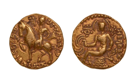 Stamp of Coins » Gupta Gupta Empire, Chandragupta II, c. 380-413, horseman, AV dinar, 7.76 g.