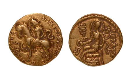 Stamp of Coins » Gupta Gupta Empire, Chandragupta II, c. 380-413, horseman, AV dinar, 7.92 g.