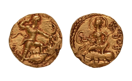 Stamp of Coins » Gupta Gupta Empire, Chandragupta II, c. 380-413, lion slayer, AV dinar, 7.93 g.