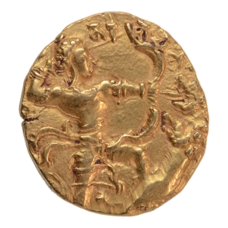 Gupta Empire, Chandragupta II, c. 380-413, lion slayer, AV dinar, 7.84 g.