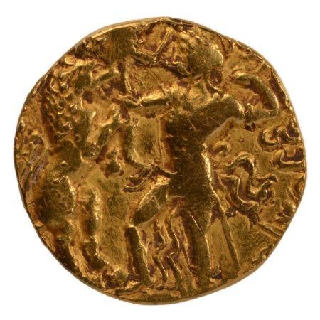 Gupta Empire, Chandragupta II, c. 380-413, lion slayer, AV dinar, 7.84 g.