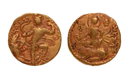 Stamp of Coins » Gupta Gupta Empire, Chandragupta II, c. 380-413, lion slayer, AV dinar, 7.68 g.