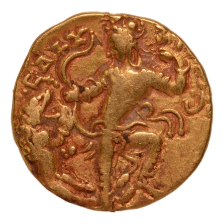 Gupta Empire, Chandragupta II, c. 380-413, lion slayer, AV dinar, 7.68 g.