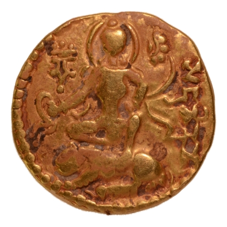 Gupta Empire, Chandragupta II, c. 380-413, lion slayer, AV dinar, 7.68 g.