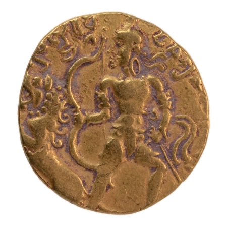 Gupta Empire, Chandragupta II, c. 380-413, lion slayer, AV dinar, 7.71 g.