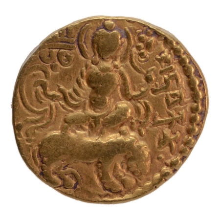 Gupta Empire, Chandragupta II, c. 380-413, lion slayer, AV dinar, 7.71 g.