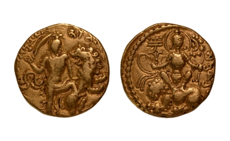 Stamp of Coins » Gupta Gupta Empire, Chandragupta II, c. 380-413, lion slayer, AV dinar, 7.72 g.