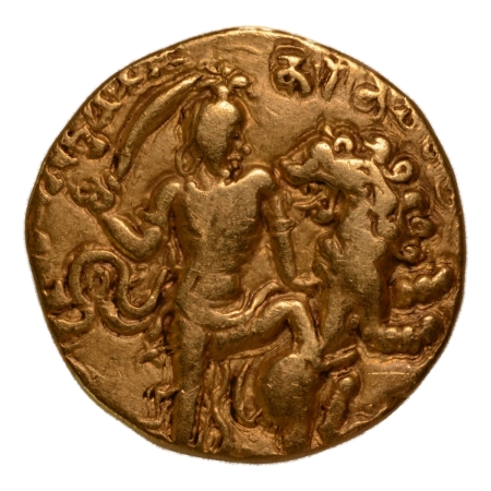 Gupta Empire, Chandragupta II, c. 380-413, lion slayer, AV dinar, 7.72 g.