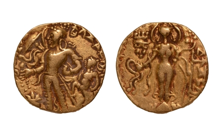 Stamp of Coins » Gupta Gupta Empire, Chandragupta II, c. 380-413, chhatra, AV dinar, 7.83 g.