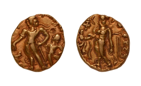 Stamp of Coins » Gupta Gupta Empire, Chandragupta II, c. 380-413, chhatra, AV dinar, 7.88 g.