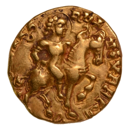 Gupta Empire, Kumaragupta, c. 415-455, horseman, AV dinar, 8.13 g.