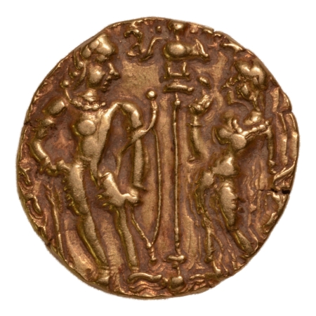 Gupta Empire, Skandagupta, c. 455-467, King and Lakshmi, AV dinar, 8.56 g.