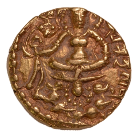 Gupta Empire, Skandagupta, c. 455-467, King and Lakshmi, AV dinar, 8.56 g.