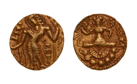 Stamp of Coins » Gupta Gupta Empire, Narasimhagupta, c. 495-530, archer, AV dinar, 9.55 g.