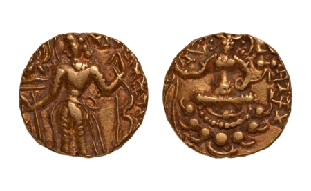 Stamp of Coins » Gupta Gupta Empire, Purugupta (?), c. 467-473, archer, AV dinar, 9.44 g.
