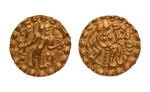 Stamp of Coins » Post-Gupta Post Gupta, Bengal, Samatata dynasty, anonymous issue, c. 630, archer, AV dinar, 5.67 g.