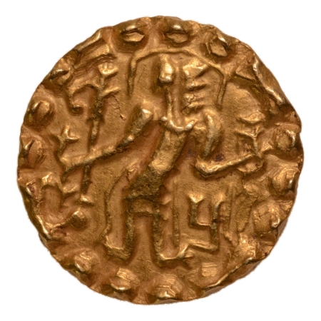 Post Gupta, Bengal, Samatata dynasty, anonymous issue, c. 630, archer, AV dinar, 5.67 g.