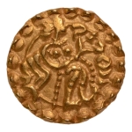 Stamp of Coins » Post-Gupta Post Gupta, Bengal, Samatata dynasty, anonymous issue, c. 630, archer, AV dinar, 5.67 g.