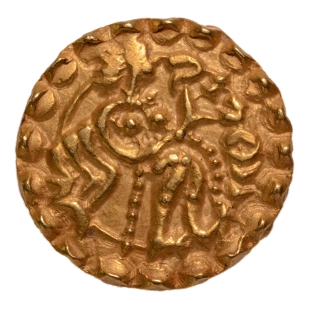 Post Gupta, Bengal, Samatata dynasty, anonymous issue, c. 630, archer, AV dinar, 5.67 g.