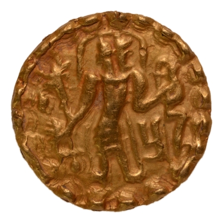 Post Gupta, Bengal, Samatata dynasty, anonymous or Ratas Sridharadnarata, c. 664-675, archer, AV dinar, 5.66 g.