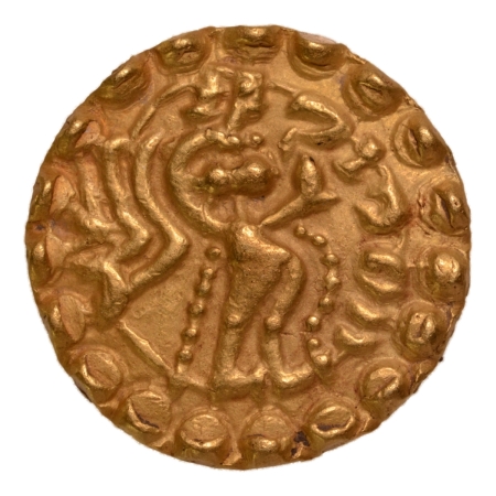 Post Gupta, Bengal, Samatata dynasty, anonymous or Ratas Sridharadnarata, c. 664-675, archer, AV dinar, 5.66 g.
