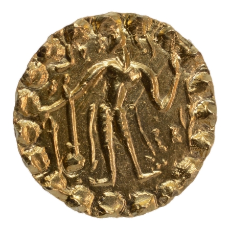 Post Gupta, Bengal, Samatata region, Khadga dynasty, Sri Jiva, c. 675-700, archer, AV dinar, 5.81 g.