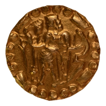Post Gupta, Bengal, Samatata region, anonymous issue, c. 575-625, archer, AV dinar, 5.72 g.