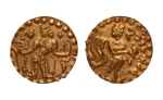 Stamp of Coins » Post-Gupta Post Gupta, Bengal, Khadga kings of Samatata, anonymous issue, c. 575-625, archer, AV dinar, 5.96 g.