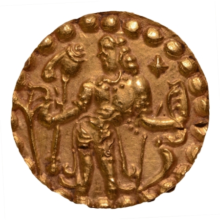 Post Gupta, Bengal, Khadga kings of Samatata, anonymous issue, c. 575-625, archer, AV dinar, 5.96 g.