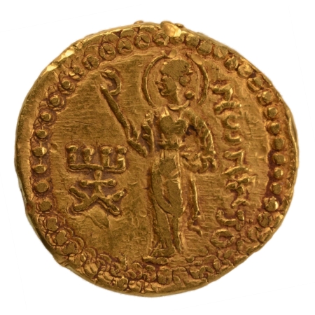 Kushanas, Huvishka, c. 151-192, Nana, AV dinar, 7.90 g.