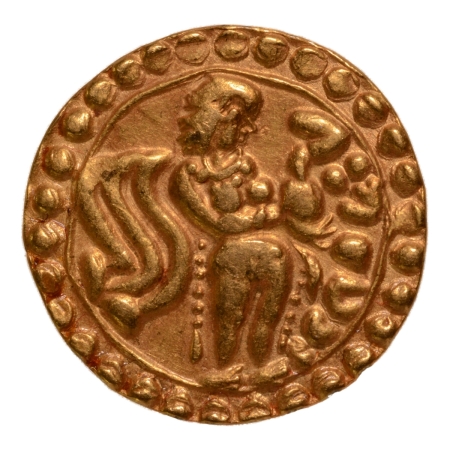 Post Gupta, Bengal, Khadga kings of Samatata, anonymous issue, c. 575-625, archer, AV dinar, 5.79 g.