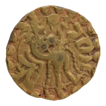 Post Gupta, Bengal, Samatata region, uncertain issue, c. 575-625, archer, AV dinar, 5.29 g.