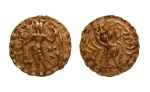 Stamp of Coins » Post-Gupta Post Gupta, Bengal, Samatata region, in name of Vira Chandra, c. 575.625, archer, AV dinar, 5.72 g.