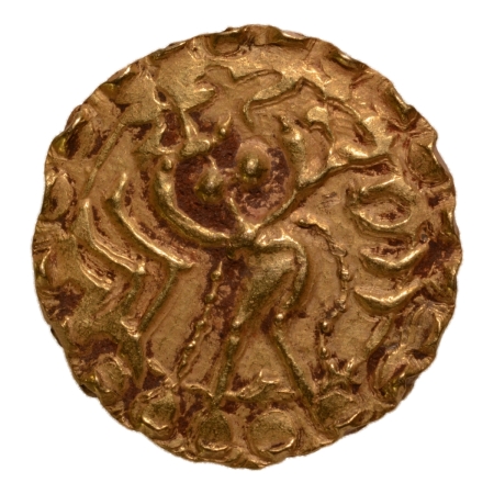 Post Gupta, Bengal, Samatata region, in name of Vira Chandra, c. 575.625, archer, AV dinar, 5.72 g.