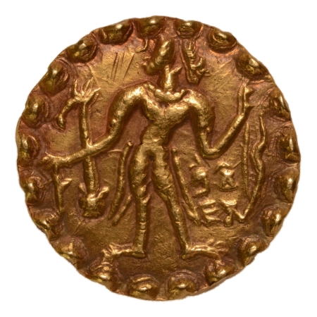 Post Gupta, Bengal, Samatata region, in the name of Sri Vijaya, c. 665-701, archer, AV dinar, 5.86 g.