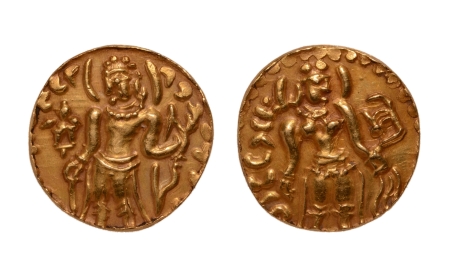 Stamp of Coins » Post-Gupta Post Gupta, Bengal, Samatata region, imitative of Gupta coins, c. 575-625, archer, AV dinar, 6.15 g.