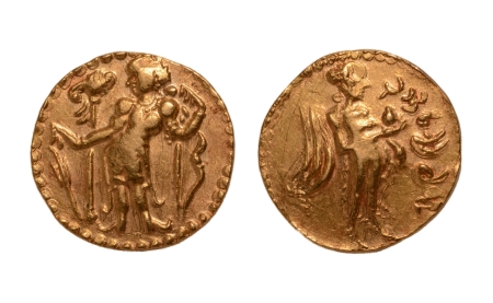 Stamp of Coins » Post-Gupta Post Gupta, Bengal, Samatata region, imitative of Gupta coins, c. 575-625, archer, AV dinar, 6.22 g.