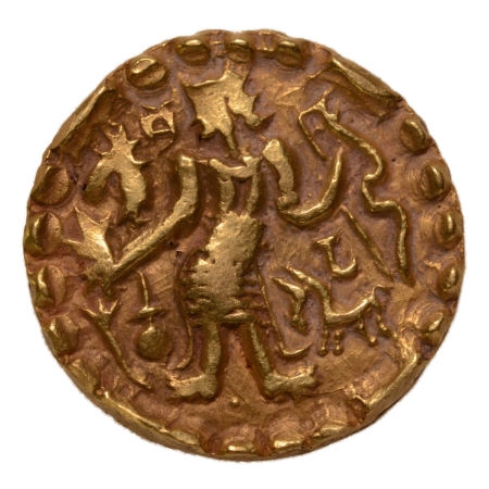 Post Gupta, Bengal, Samatata region, imitative of Gupta coins, c. 575-625, archer, AV dinar, 6.22 g.