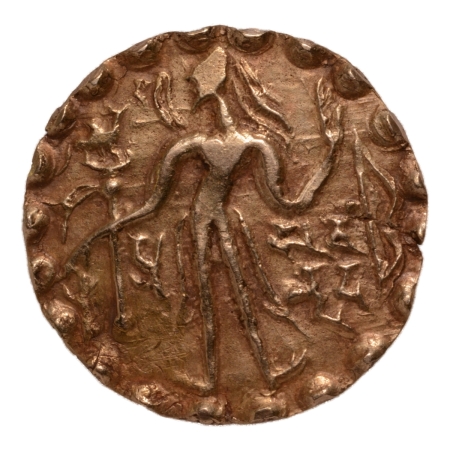 Post Gupta, Bengal, Khadga kings of Samatata, Balabhatta (ca. 680-720), archer, AV dinar, 5.62 g.