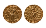 Stamp of Coins » Post-Gupta Post Gupta, Bengal, Khadga kings of Samatata, c. 675-700, archer, AV dinar, 5.62 g.