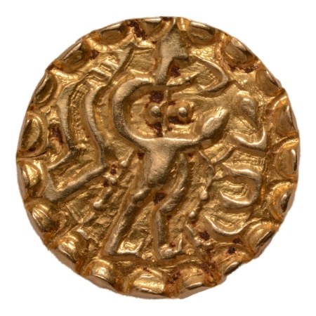Post Gupta, Bengal, Khadga kings of Samatata, c. 675-700, archer, AV dinar, 5.62 g.